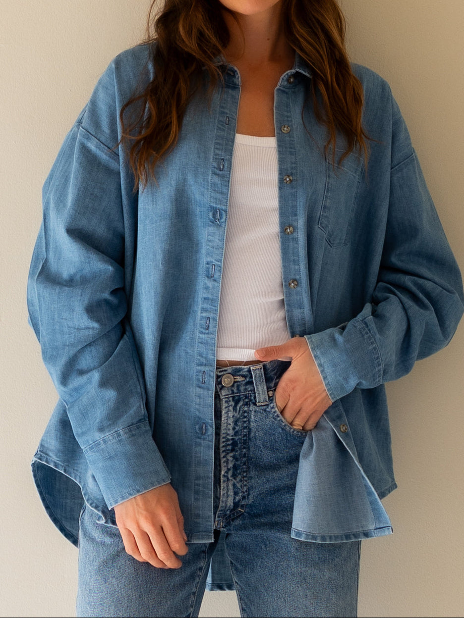 How to wear The Chambray open over a tee