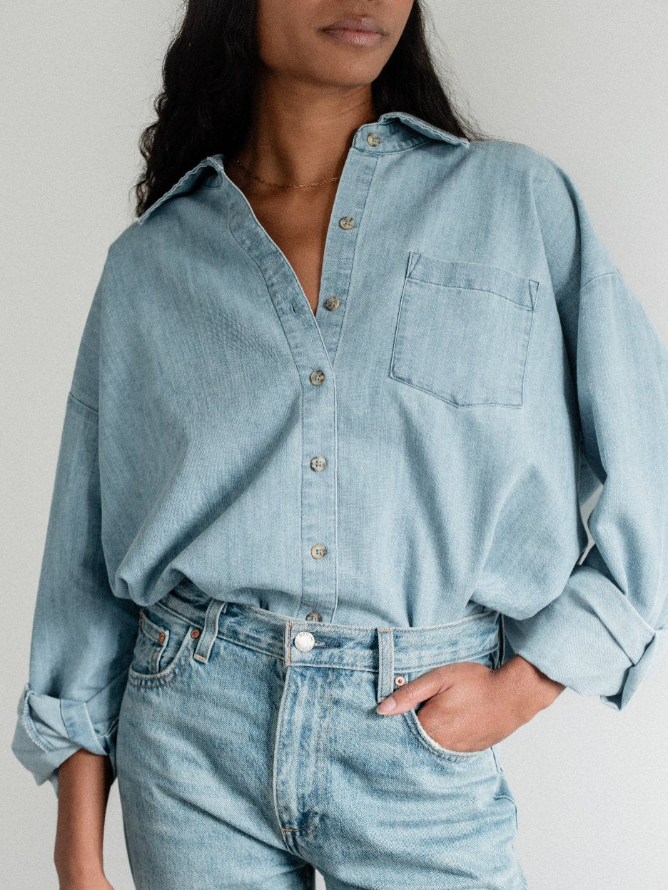 How to style a chambray shirt for the office