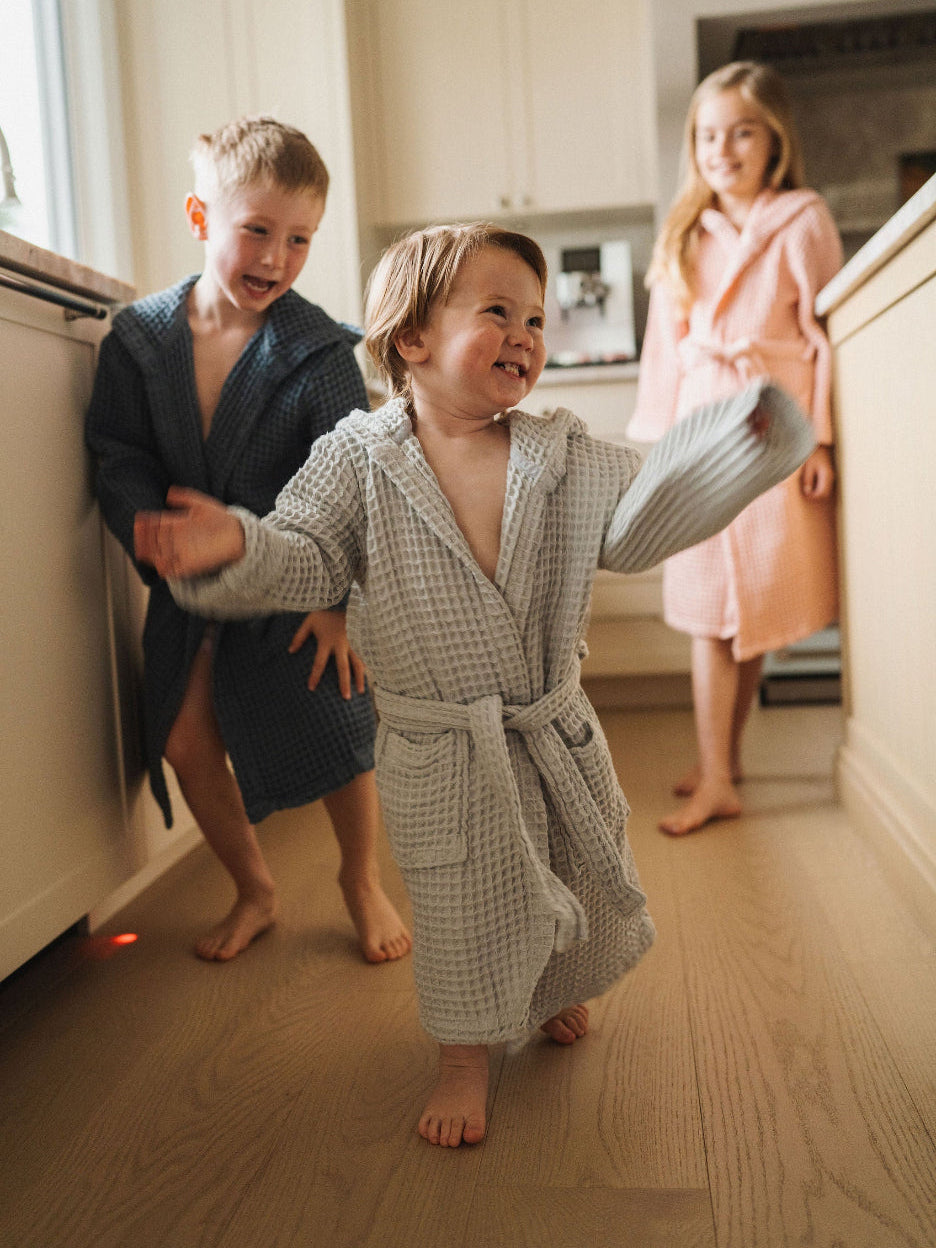 Pearl Grey Kids Waffle Robe (FINAL SALE)