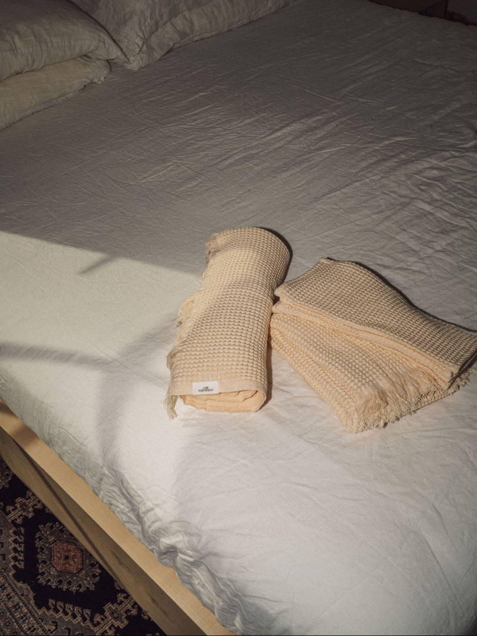 Chocolate Brown & Vanilla Custard Waffle Towels